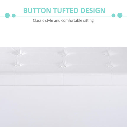 Folding Faux Leather Storage Cube Ottoman Bench Seat Rectangular Footrest Stool - Cream White