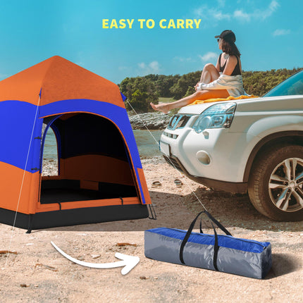 6 Man Double Layer Pop Up Camping Tent Shelter - Blue