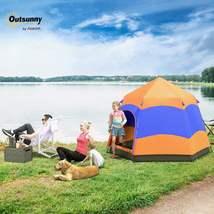 6 Man Double Layer Pop Up Camping Tent Shelter - Blue