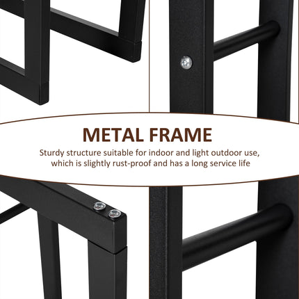 Tall Metal Firewood Log Holder Rack 60W x 25D x 100H cm with Rust-Resistant Finish - Black