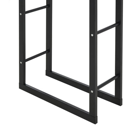 Tall Metal Firewood Log Holder Rack 60W x 25D x 100H cm with Rust-Resistant Finish - Black