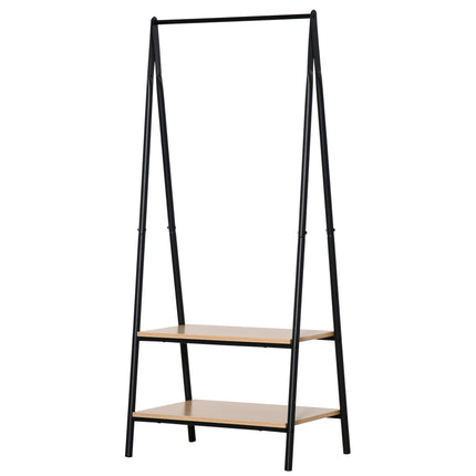 Freestanding Clothes Rail with 2-Tier Storage Shelves 64x42.5x149 cm - Black
