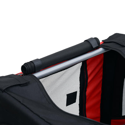 Dog Bike Trailer Folding Pet Carrier with Steel Frame - Red & Black