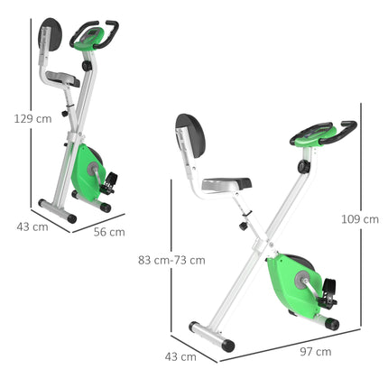 Folding Exercise Bike, Fitness Bicycle Indoor Trainer, Quiet 8-Level Magnetic Resistance, with LCD Monitor, Pulse Sensor and Wheels for Sport Maison and Cardio Training, Green
