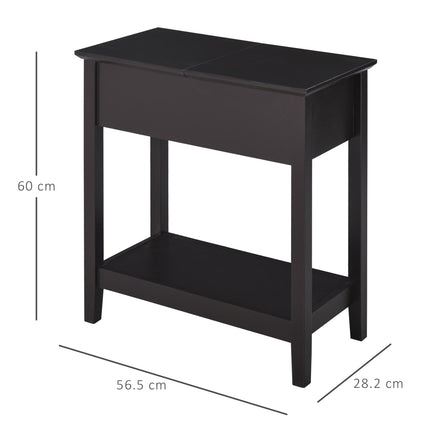 End Table, Narrow Side Table with Flip Top , Shelf, Dark Coffee