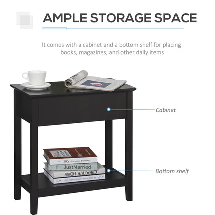 End Table, Narrow Side Table with Flip Top , Shelf, Dark Coffee