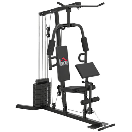 Multi-Exercise Gym Station with 45kg Weight Stack for Full Body Workout - Black