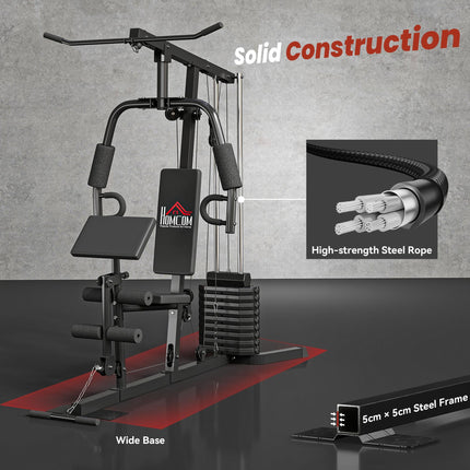 Multi-Exercise Gym Station with 45kg Weight Stack for Full Body Workout - Black