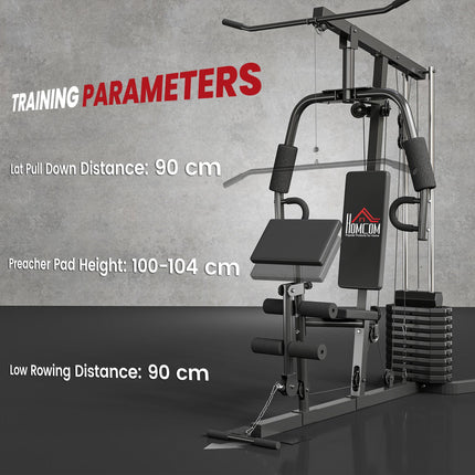 Multi-Exercise Gym Station with 45kg Weight Stack for Full Body Workout - Black