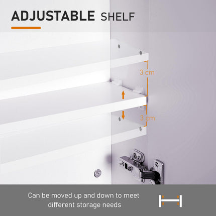 Wall Mounted Bathroom Mirror Storage Cabinet with Adjustable Shelves - White
