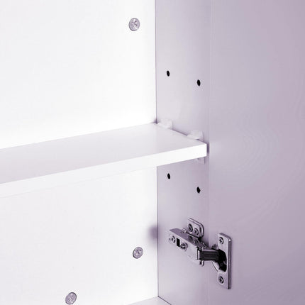 Wall Mounted Bathroom Mirror Storage Cabinet with Adjustable Shelves - White