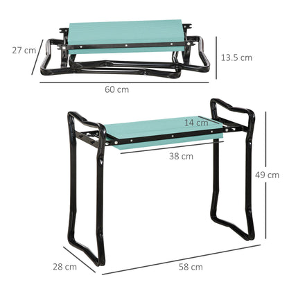 2-in-1 Foldable Garden Kneeling Pad and Seat Bench with Handles - Green