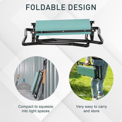 2-in-1 Foldable Garden Kneeling Pad and Seat Bench with Handles - Green