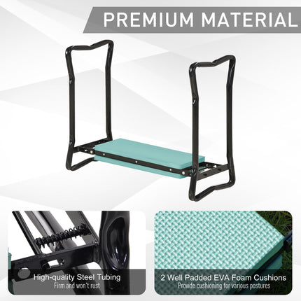 2-in-1 Foldable Garden Kneeling Pad and Seat Bench with Handles - Green