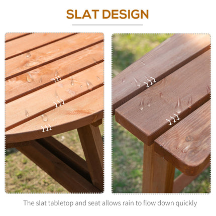 8 Seater Round Wooden Pub Bench Picnic Table Set for Outdoor Garden or Patio - Brownish Red