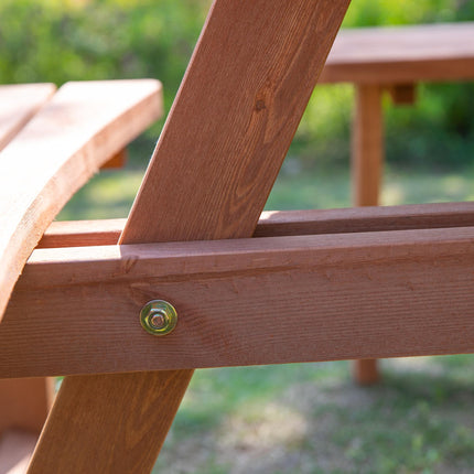 8 Seater Round Wooden Pub Bench Picnic Table Set for Outdoor Garden or Patio - Brownish Red