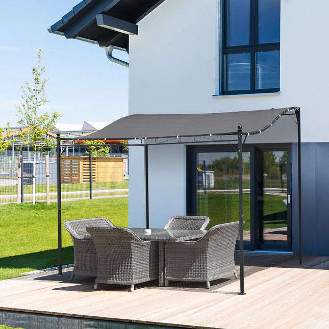 Freestanding Garden Gazebo Awning with Rust-Resistant Metal Frame - Grey