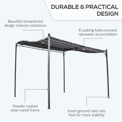 Freestanding Garden Gazebo Awning with Rust-Resistant Metal Frame - Grey