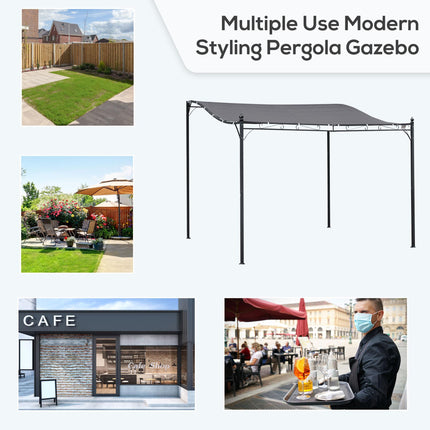 Freestanding Garden Gazebo Awning with Rust-Resistant Metal Frame - Grey
