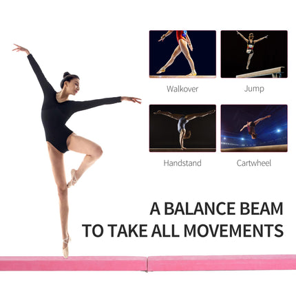 2.4m Balance Beam Trainer for Gymnastics Practice - Pink