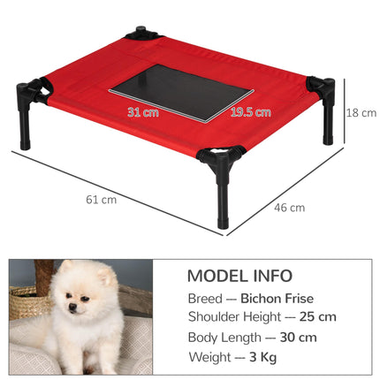 Elevated Portable Metal Frame Dog Bed for Outdoor Comfort - Black and Red