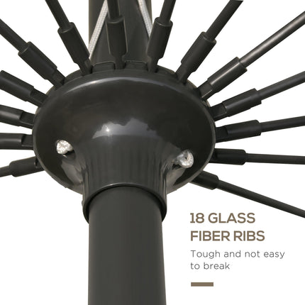 Garden Umbrella 255cm with Push Button Tilt and Fibreglass Ribs - Dark Grey