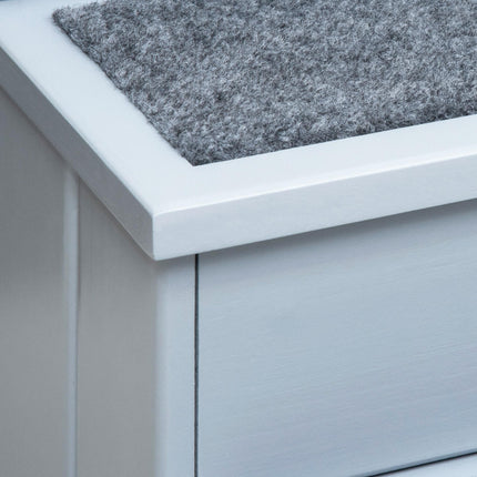 3 Step Wooden Dog Stairs with Non-Slip Carpet and Storage - Grey