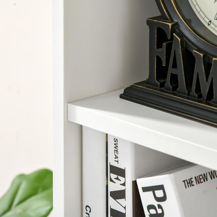 Seven-Cube Bookcase Storage Unit with Anti-Tip Straps - White Wood Effect