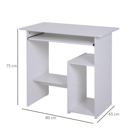 Modern Corner Office Desk with Keyboard Tray and Storage Shelf - White
