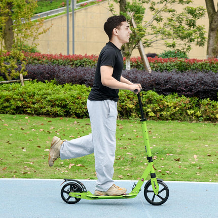 Foldable Adjustable Teens Adult Kick Scooter with Dual Brake & Shock Mitigation System - Green