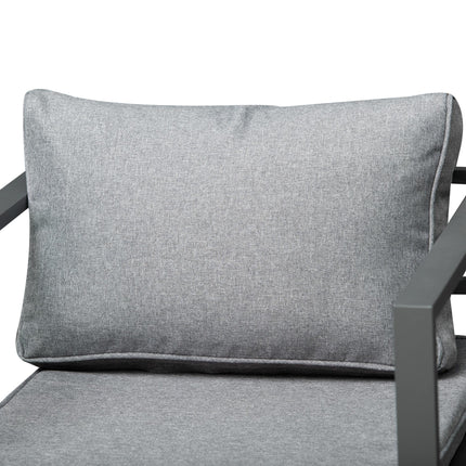 9 Piece Cushioned Patio Dining Set with Storage Ottomans - Grey