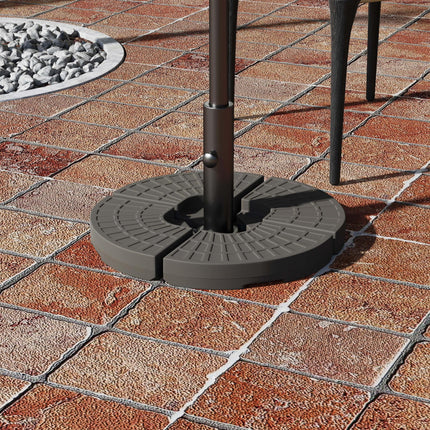4-Piece Circular Parasol Base Stand for Cantilever Offset Patio Umbrella with Carry Handles - Coffee Brown