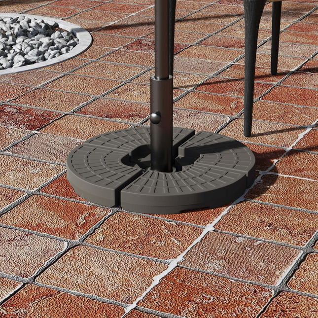 4-Piece Circular Parasol Base Stand for Cantilever Offset Patio Umbrella with Carry Handles - Coffee Brown