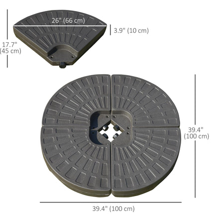 4-Piece Circular Parasol Base Stand for Cantilever Offset Patio Umbrella with Carry Handles - Coffee Brown