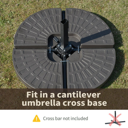 4-Piece Circular Parasol Base Stand for Cantilever Offset Patio Umbrella with Carry Handles - Coffee Brown