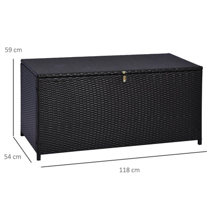 284 L Rattan Garden Storage Box, Outdoor Garden Storage Box with Gas Lift and Lo