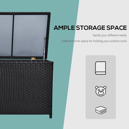 284 L Rattan Garden Storage Box, Outdoor Garden Storage Box with Gas Lift and Lo