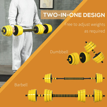 25KG Dumbbell & Barbell  Adjustable Set Plate Bar Clamp Rod Home Gym Sports Area