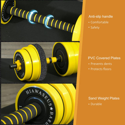 25KG Dumbbell & Barbell  Adjustable Set Plate Bar Clamp Rod Home Gym Sports Area