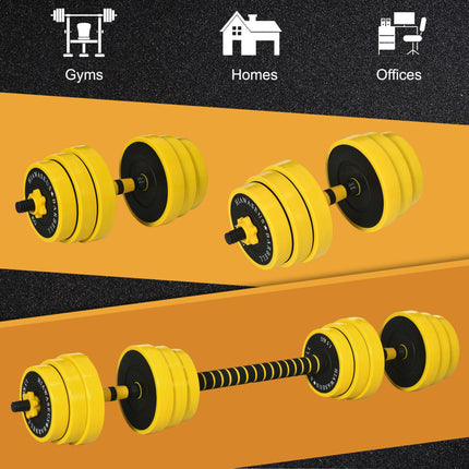 25KG Dumbbell & Barbell  Adjustable Set Plate Bar Clamp Rod Home Gym Sports Area