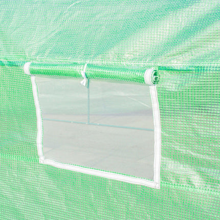 6 x 3 Metre Walk-In Garden Polytunnel Greenhouse with Metal Frame - Green