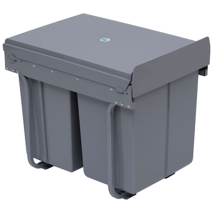 Kitchen Pull Out Soft Close Recycle Waste Bin 40L (1x20L+2x10L) - Grey