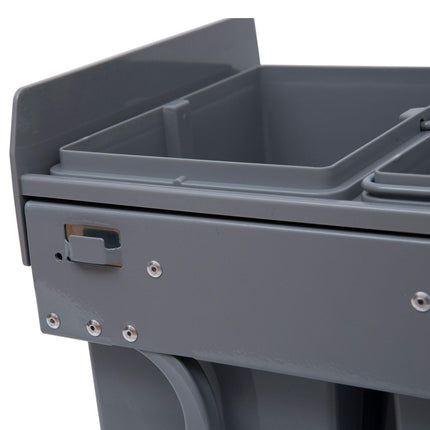Kitchen Pull Out Soft Close Recycle Waste Bin 40L (1x20L+2x10L) - Grey