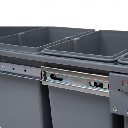 Kitchen Pull Out Soft Close Recycle Waste Bin 40L (1x20L+2x10L) - Grey