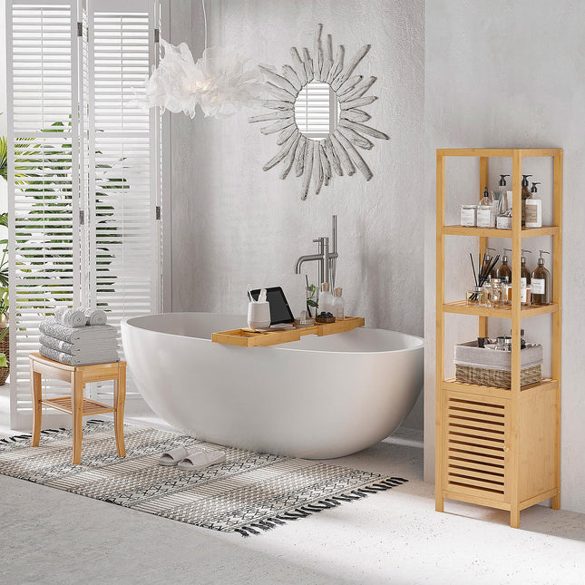 Extendable Bamboo Bathtub Shelf Rack Bath Caddy Tray 75-109L x 23.5W x 4T cm - Bamboo