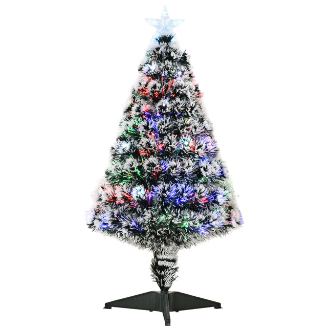 3ft Pre-Lit Artificial Christmas Tree with LED & Fibre Optics - Green/White