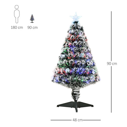 3ft Pre-Lit Artificial Christmas Tree with LED & Fibre Optics - Green/White