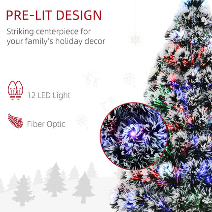 3ft Pre-Lit Artificial Christmas Tree with LED & Fibre Optics - Green/White