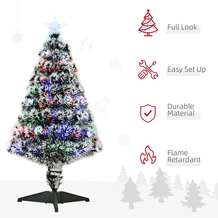 3ft Pre-Lit Artificial Christmas Tree with LED & Fibre Optics - Green/White