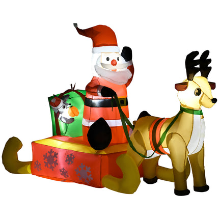 Inflatable Santa on Sled with Reindeer 122 cm Polyester - Multicolour